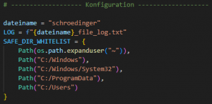 Skript-Header von SchroedingersCleanUp.py Konfigurationsmöglichkeiten im Skript-Header von SchroedingersCleanUp.py